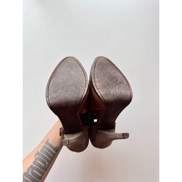 ELIZABETH & JAMES Casi Brown Leather Cut-Out High Heel Booties Boots, Size 6 - Picture 14 of 16